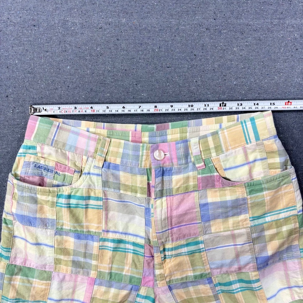 Lauren Jeans Co Ralph Lauren Pants Womens 12 Multicolor Patchwork Plaid Cropped - Picture 4 of 9